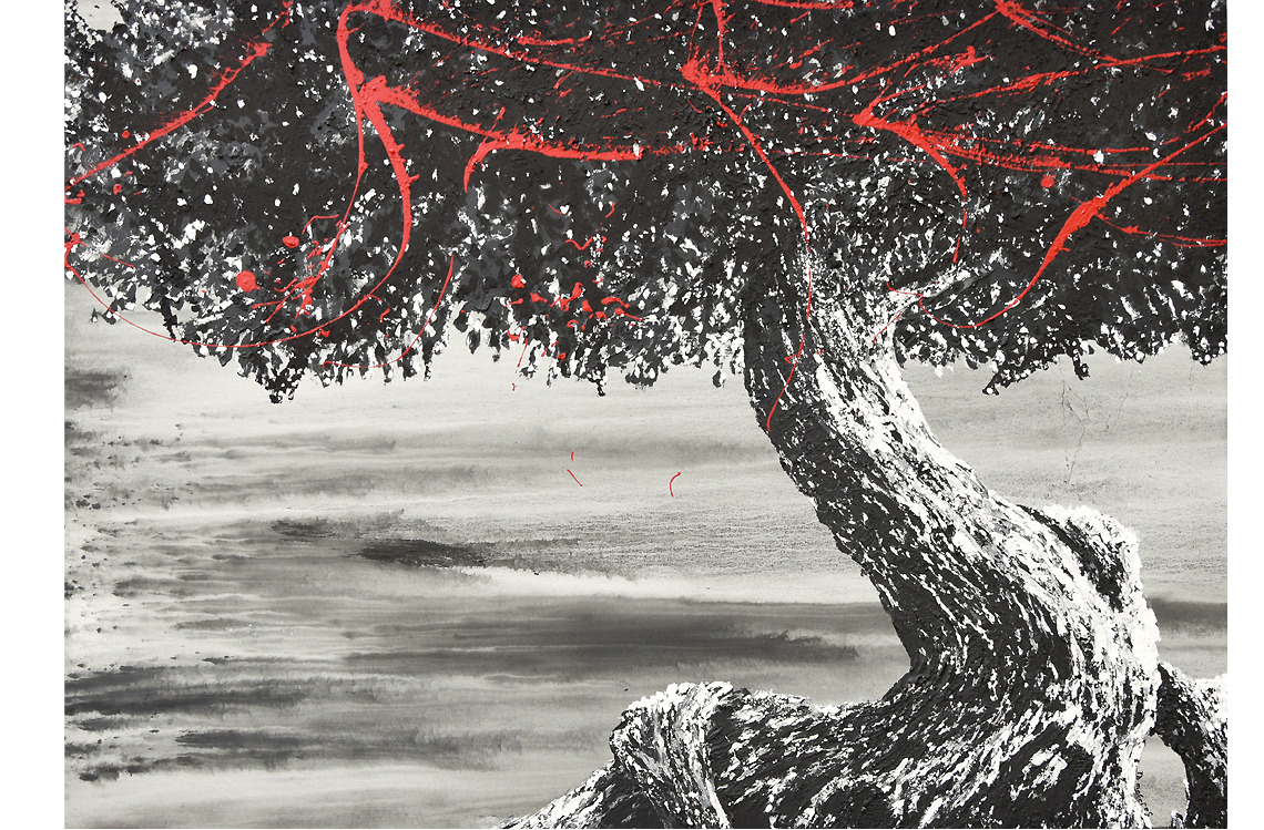 tree art street art arbre bois forêt didmoreres galerie tableau galerie artiste acrylique noir matière 